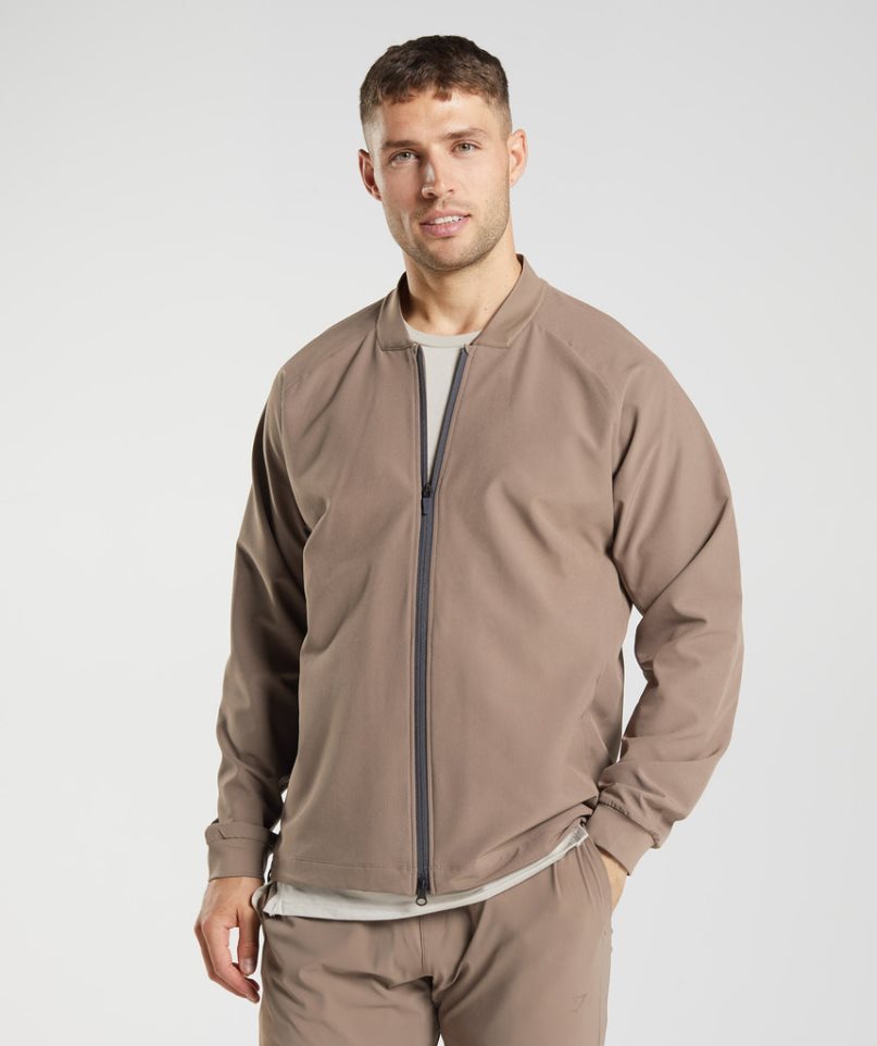 Men\'s Gymshark Studio Jackets Light Brown | NZ 6UIFGX